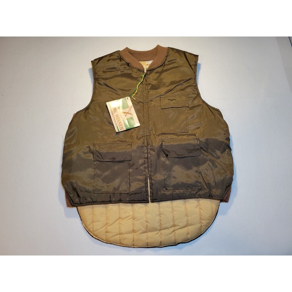 NWT Vintage Game Winner Sportswear Vest Quilted Nylon‎ Brown Tan Mens XL